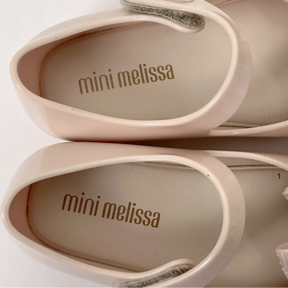 Mini Melissa Ultragirl Sweet Beige & Gold Maryjane style baby girl shoes, 7.